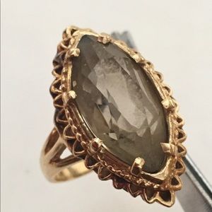 14k smoky quartz vintage ring size 6